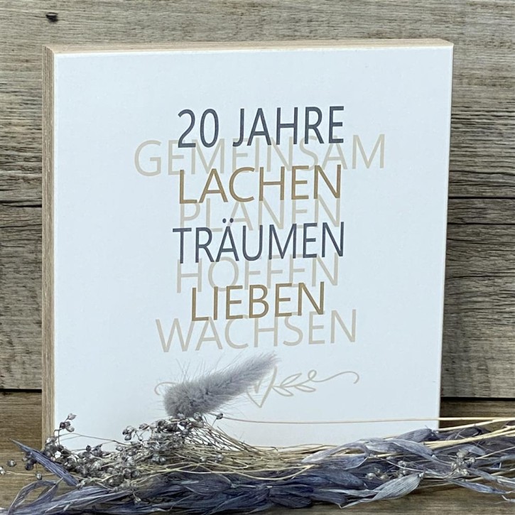 Wooden Block - 20 Jahre Gemeinsam, personalisierbar