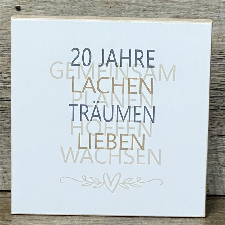 Wooden Block - 20 Jahre Gemeinsam, personalisierbar