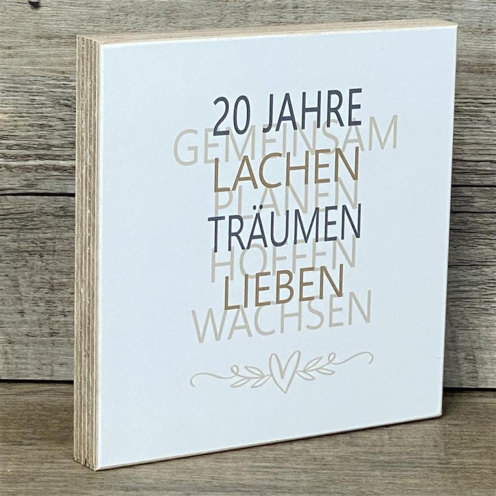 Wooden Block - 20 Jahre Gemeinsam, personalisierbar