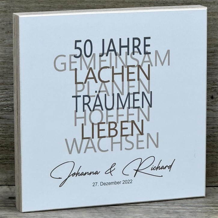 Wooden Block - 50 Jahre Gemeinsam, personalisierbar
