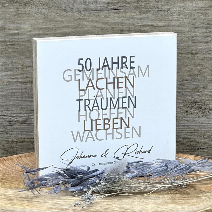 Wooden Block - 50 Jahre Gemeinsam, personalisierbar