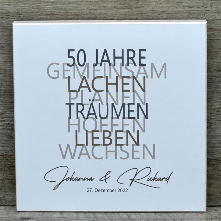 Wooden Block - 50 Jahre Gemeinsam, personalisierbar