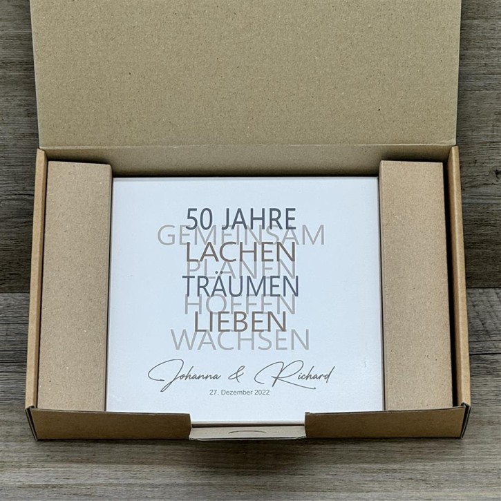 Wooden Block - 50 Jahre Gemeinsam, personalisierbar