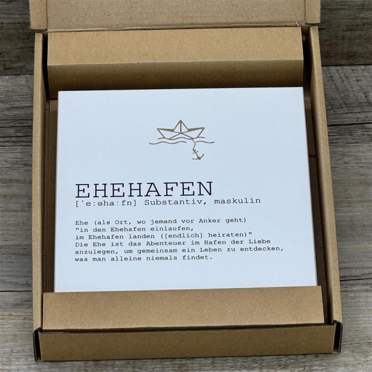 Wooden Block - Ehehafen mit Goldprägung