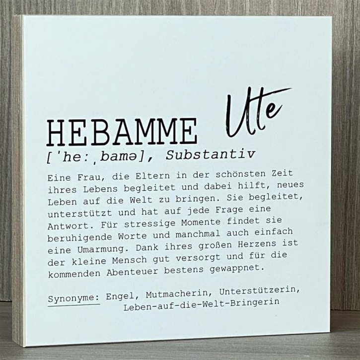 Wooden Block - Hebamme Wunschname