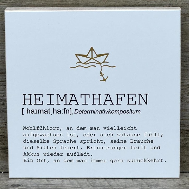 Wooden Block - Heimathafen mit Goldprägung