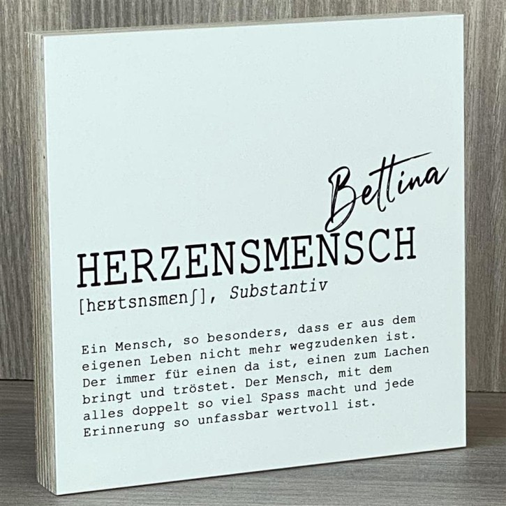 Wooden Block - Herzensmensch