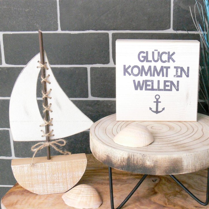 Wooden Block Meer Glück kommt in Wellen