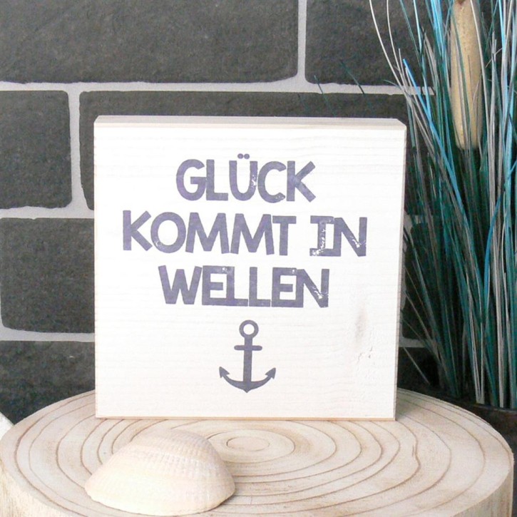 Wooden Block Meer Glück kommt in Wellen