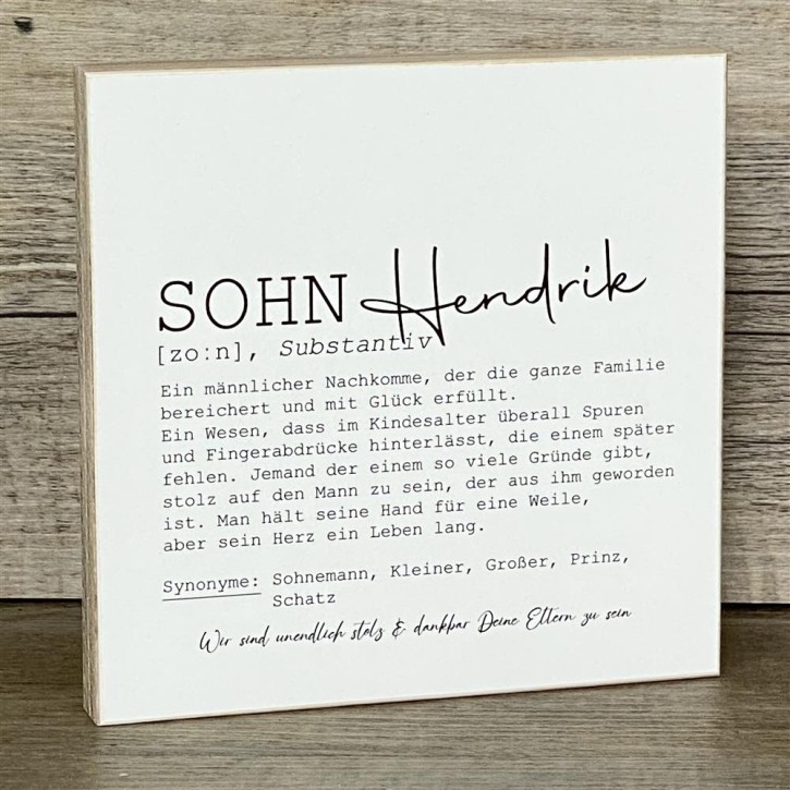 Wooden Block - Sohn Wunschname
