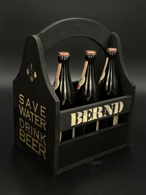 Bierträger Deluxe schwarz, personalisierbar