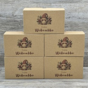 Geschenkverpackung 16x9x5cm, Weihanchtsgnom, rot 5 Stück