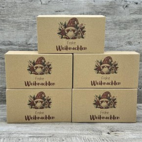 Geschenkverpackung 21x11x6cm, Weihnachtsgnom, rot, 5 Stück