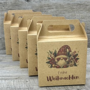 Giebelverpackung klein Weihnachtsgnom, rot, 5 Stück