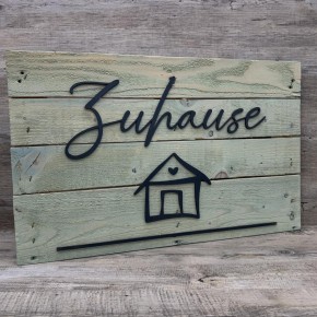 Holzschild Zuhause - Haus