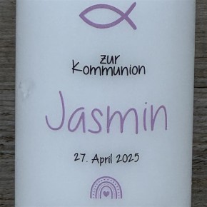 Kerze, Kommunion - Fisch, personalisiert