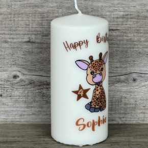 Kerze zum Kindergeburtstag - Giraffe, personalisierbar