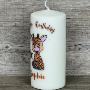 Kerze zum Kindergeburtstag - Giraffe, personalisierbar