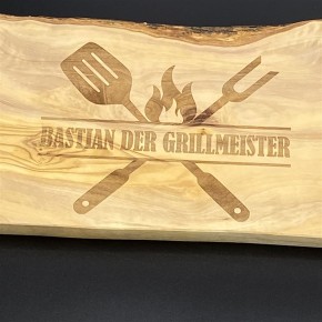 Schneidebrett Olivenholz Naturschnitt 40-44 cm Grilmmeister