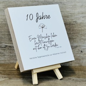 Wooden Block - 10 Jahre Einen Menschen lieben mit Goldprägung