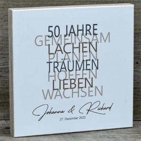 Wooden Block - 50 Jahre Gemeinsam, personalisierbar
