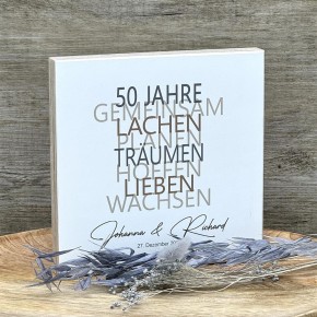 Wooden Block - 50 Jahre Gemeinsam, personalisierbar
