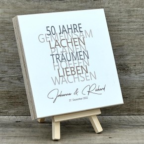 Wooden Block - 50 Jahre Gemeinsam, personalisierbar