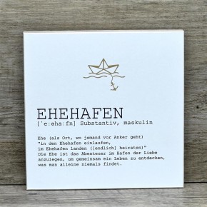 Wooden Block - Ehehafen mit Goldprägung