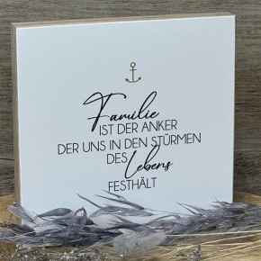 Wooden Block - Familie ist der Anker mit Goldprägung