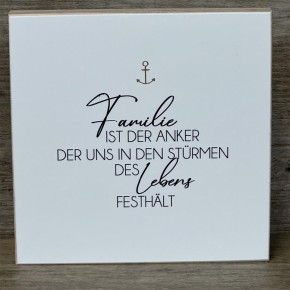 Wooden Block - Familie ist der Anker mit Goldprägung