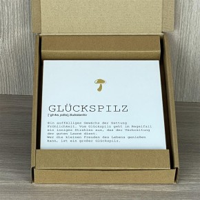 Wooden Block - Glückspilz mit Goldprägung