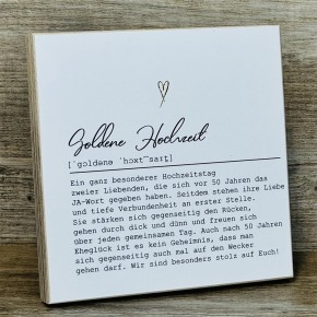 Wooden Block - Goldene Hochzeit mit Goldprägung