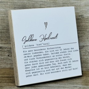 Wooden Block - Goldene Hochzeit mit Goldprägung