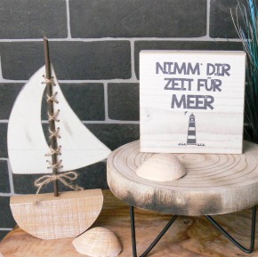 Wooden Block - Nimm Dir Zeit für Meer (Leuchtturm)